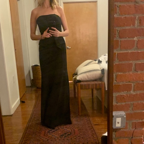 Aidan Mattox strapless gown black peplum column - Picture 8 of 8